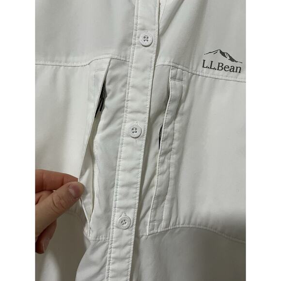 LL Bean Womens Tropicwear Button Down Long Sleeve Shirt Size L White UPF 50+ - Picture 4 of 10